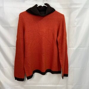 Vintage Annex women's orange‎ brown turtleneck acrylic knit sweater casual large